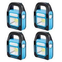 4 Pack 3 In 1 Solar Usb Rechargeable Brightest Cob Led Camping Lantern Charging For Device Waterproof Emergency Flashlight Led