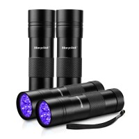 Morpilot Black Light, 4 Pcs 12 Leds 395Nm Uv Blacklight Flashlights Detector For Pets Urine And Stains