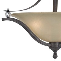 Benjara 3 Bulb Bowl Style Glass Pendant Fixture With Metal Frame, Gray And Bronze