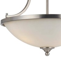 Benjara 3 Bulb Bowl Style Glass Pendant Fixture With Metal Frame, Silver And White