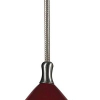 Benjara Bm223545 Oval Glass Shade Pendant Lighting With Cord, Set Of 4, Red And Silver