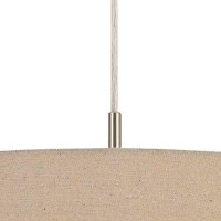 Benjara 60W X 3 Drum Shade Pendant Fixture, Beige And Silver