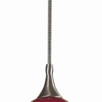 Benjara Bm223552 Dome Shaped Glass Shade Pendant Lighting With Cord, Red And Black