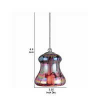 Benjara Bm223555 Bell Design Glass Shade Pendant Lighting With Canopy, Multicolor