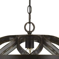 Benjara 60W Twisted Metal Mesh Design Pendant Fixture, Dark Bronze