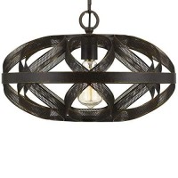 Benjara 60W Twisted Metal Mesh Design Pendant Fixture, Dark Bronze