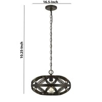 Benjara 60W Twisted Metal Mesh Design Pendant Fixture, Dark Bronze