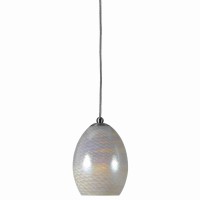 Iridescent Glass Shade Pendant Lighting,Set Of 4, White And Silver