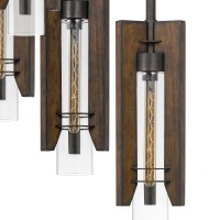 Magnify the elegance and beauty of your home with the inclusion of this eye catching pendant fixture It features a metal constructed frame in a wind chime design incorporating wooden shades with glass encasing It is provided with a canopy and 6 feet long 