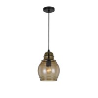 Benjara Round Glass Shade Pendant Lighting With Canopy And Hardwired Switch, Gray