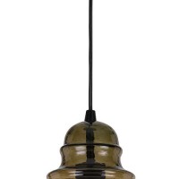 Benjara Round Glass Shade Pendant Lighting With Canopy And Hardwired Switch, Gray