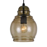 Benjara Round Glass Shade Pendant Lighting With Canopy And Hardwired Switch, Gray