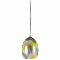 Benjara Bm223587 Oval Shade Pendant Lighting With Wave Pattern, Set Of 4, Yellow And Silver