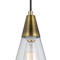 Add a tint of glamour and style with this sturdy metal constructed pendant lighting featuring transitional style Conical shaped glass shade with metal brass accent completes the look The canopy is provided to facilitate mounting Wipe it with soft cloth to