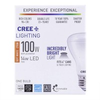 Cree Lighting R20 Indoor Flood 100W Equivalent Led Bulb, 1400 Lumens, Dimmable, Soft White 2700K, 25,000 Hour Rated Life, 90+ Cri | 1-Pack