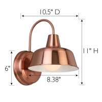 Mason Barn Light Indoor/Outdoor Wall Mount Modern Industrial Farmhouse Design House Wall Light, For Patio, Garage, Bathroom, Office, Kitchen, 8-Inch, Painted Copper Finish, 588434