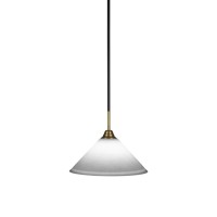 Paramount 1 Light Mini Pendant In Matte Black And Brass Finish With 12