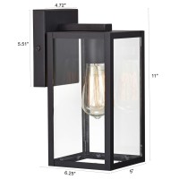 Micsiu Clear Glass Outdoor Light Fixtures Wall Mount Black Exterior Wall Lantern With E26 Base Socket 11 Inch Outside Wall Mou