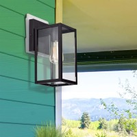 Micsiu Clear Glass Outdoor Light Fixtures Wall Mount Black Exterior Wall Lantern With E26 Base Socket 11 Inch Outside Wall Mou