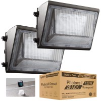 Lightdot 2 Pack 120W Led Wall Pack Lights With Photocell, 18000Lm [Eqv. 1020W Mh/Hps], 5000K Daylight Ip65, Bright Outdoor Flood Security Lighting, Energy Saving Upto 4600Kw*2/5Yrs(5Hrs/Day)