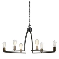 Benjara 60 X 6 Watt Metal Frame Chandelier With 6 Foot Chain, Dark Bronze