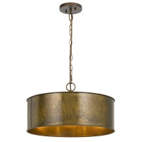 Benjara 60 X 3 Watt Round Metal Frame Chandelier With 6 Foot Chain, Distressed Gold