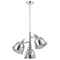 Benjara 60 X 3 Watt Metal Frame Chandelier With Round Downlight Shade, Chrome