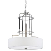 Benjara 60 X 4 Watt Metal Frame Chandelier With Fabric Shade, White And Silver