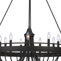 Integrate the aesthetics of your living space with the inclusion of this sophisticated and traditional chandelier It features a round metal frame in a black finish showcasing stylish scrolled details and uses 9 bulbs of 60 watt each It is provided with a 