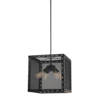 Benjara Metal Wire Mesh Design Shade Chandelier With Cord, Black