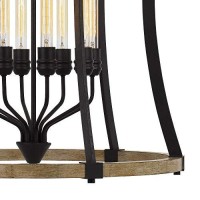 8 Bulb Chandelier With Wooden And Metal Frame