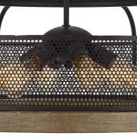 6 Bulb Chandelier With Wooden And Perforated Metal Frame