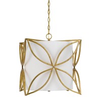 Benjara 60 X 3 Watt Metal Chandelier With Floral Cut Out, Gold And White