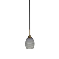 Paramount 1 Light Mini Pendant In Matte Black And Brass Finish With 5