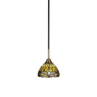 Paramount 1 Light Mini Pendant In Matte Black And Brass Finish With 7