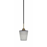 Paramount 1 Light Mini Pendant In Matte Black And Brass Finish With 6