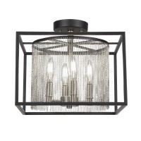 Cadina 4 Light Semi-Flush Shown In Matte Black & Brushed Nickel Finish