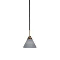 Paramount 1 Light Mini Pendant In Matte Black And Brass Finish With 7