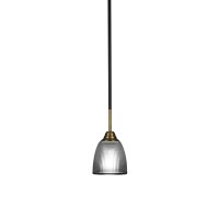 Paramount 1 Light Mini Pendant In Matte Black And Brass Finish With 5