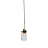 Paramount 1 Light Mini Pendant In Matte Black And Brass Finish With 4