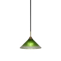 Paramount 1 Light Mini Pendant In Matte Black And Brass Finish With 12