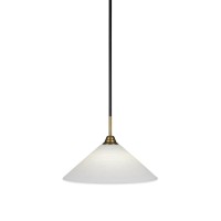 Paramount 1 Light Mini Pendant In Matte Black And Brass Finish With 16