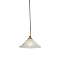 Paramount 1 Light Mini Pendant In Matte Black And Brass Finish With 12