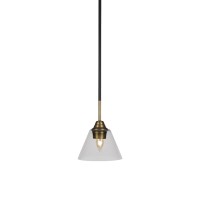 Paramount 1 Light Mini Pendant In Matte Black And Brass Finish With 7