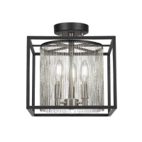 Cadina 3 Light Semi-Flush Shown In Matte Black & Brushed Nickel Finish