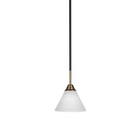 Paramount 1 Light Mini Pendant In Matte Black And Brass Finish With 7