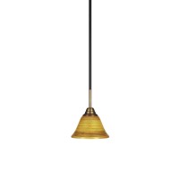 Paramount 1 Light Mini Pendant In Matte Black And Brass Finish With 7