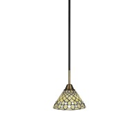 Paramount 1 Light Mini Pendant In Matte Black And Brass Finish With 7