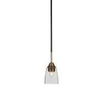 Paramount 1 Light Mini Pendant In Matte Black And Brass Finish With 4.5