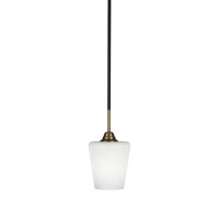 Paramount 1 Light Mini Pendant In Matte Black And Brass Finish With 6